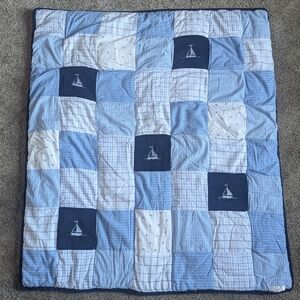 Nautica Kids Classic Patchwork Nautical Blue Baby Quilt 100% Cotton